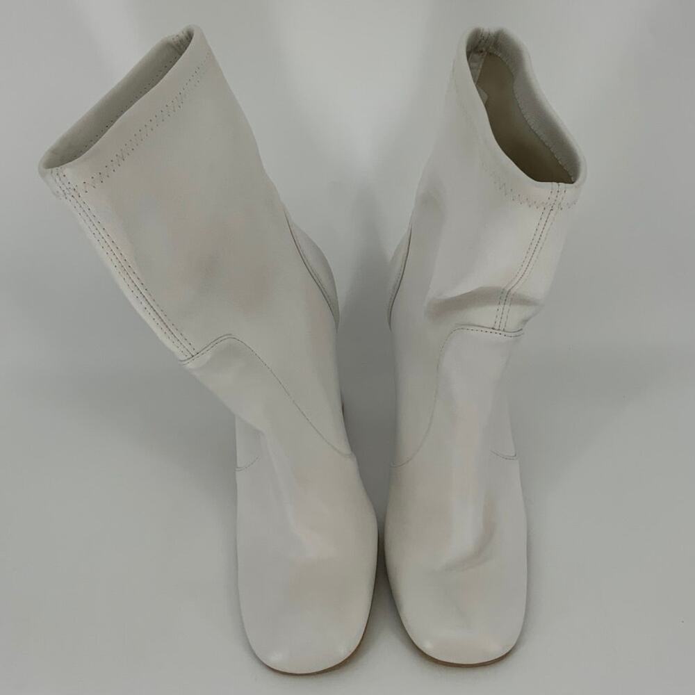 Stuart Weitzman Size 7b White Curveblock Leather … - image 2